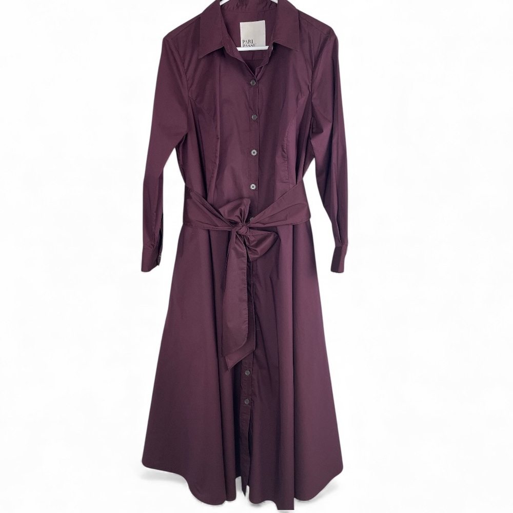 PARI PASSU Burgundy/Bordeaux Poplin Cotton Shirt Dress | 22 - NWOT!